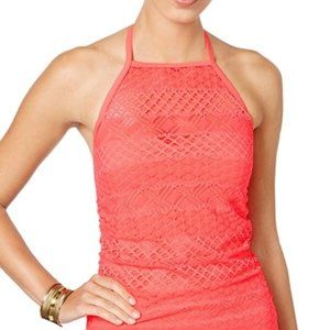 Island Escape Crochet High Neck Tankini Top